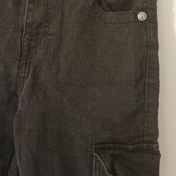 True Religion Cargo Jeans Kids 7 Black Denim Logo Pants Adjustable Waist - Picture 7 of 10